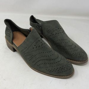 Women’s dark green slight heeled slip on shoes